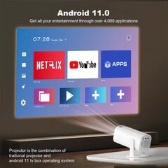 Parannettu 4K WiFi6 Smart Android11 -projektori - P30 Android 11.0, EU-liitin hinta ja tiedot | Projektorit | hobbyhall.fi