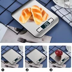 Sleek Digital Kitchen Scale - Ruostumattomasta teräksestä valmistettu paneeli, LED-näyttö - 5kg/1g - Keittiövaaka, 5 kg hinta ja tiedot | Keittiövaa'at | hobbyhall.fi