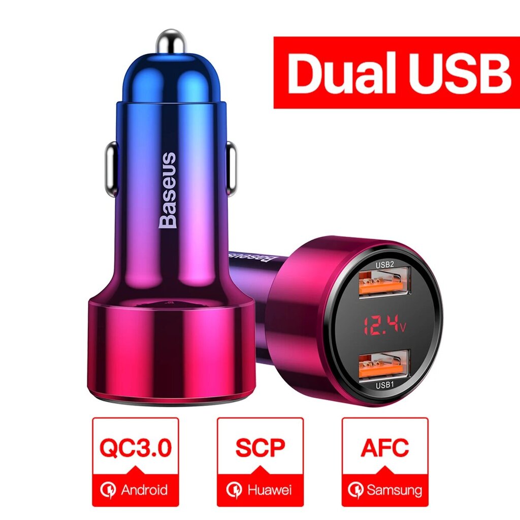 Baseus 45W pikalataus USB-autolaturi - Tyyppi C USB Punainen hinta ja tiedot | Puhelimen laturit | hobbyhall.fi