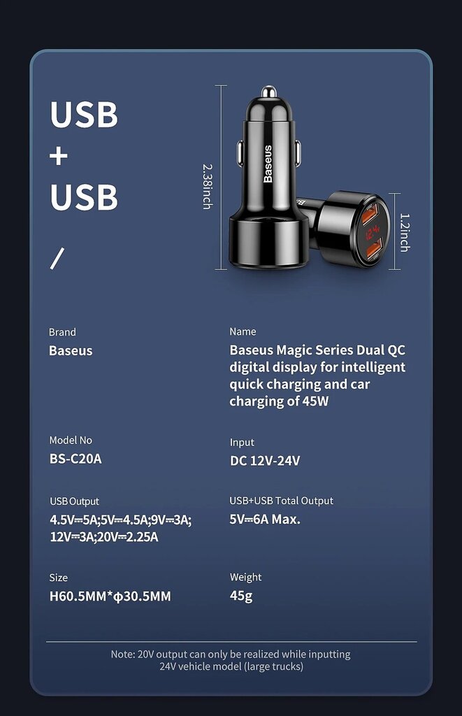 Baseus 45W pikalataus USB-autolaturi - Tyyppi C USB Punainen hinta ja tiedot | Puhelimen laturit | hobbyhall.fi