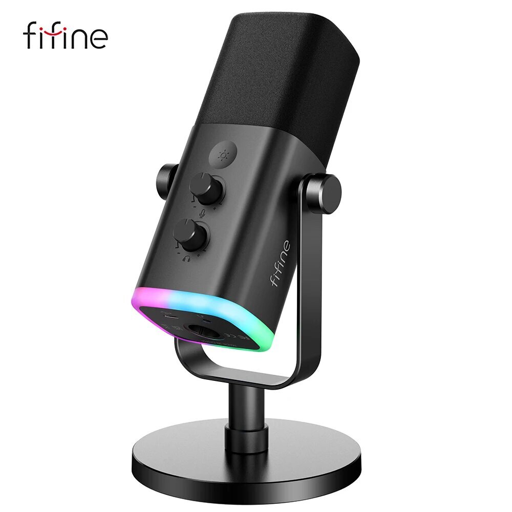 FIFINE Touch Mute USB/XLR Dynaaminen mikrofoni - musta hinta ja tiedot | Mikrofonit | hobbyhall.fi