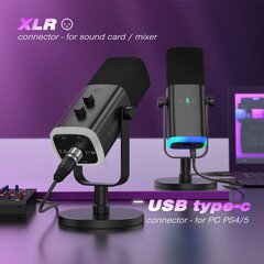 FIFINE Touch Mute USB/XLR Dynaaminen mikrofoni - musta hinta ja tiedot | Mikrofonit | hobbyhall.fi