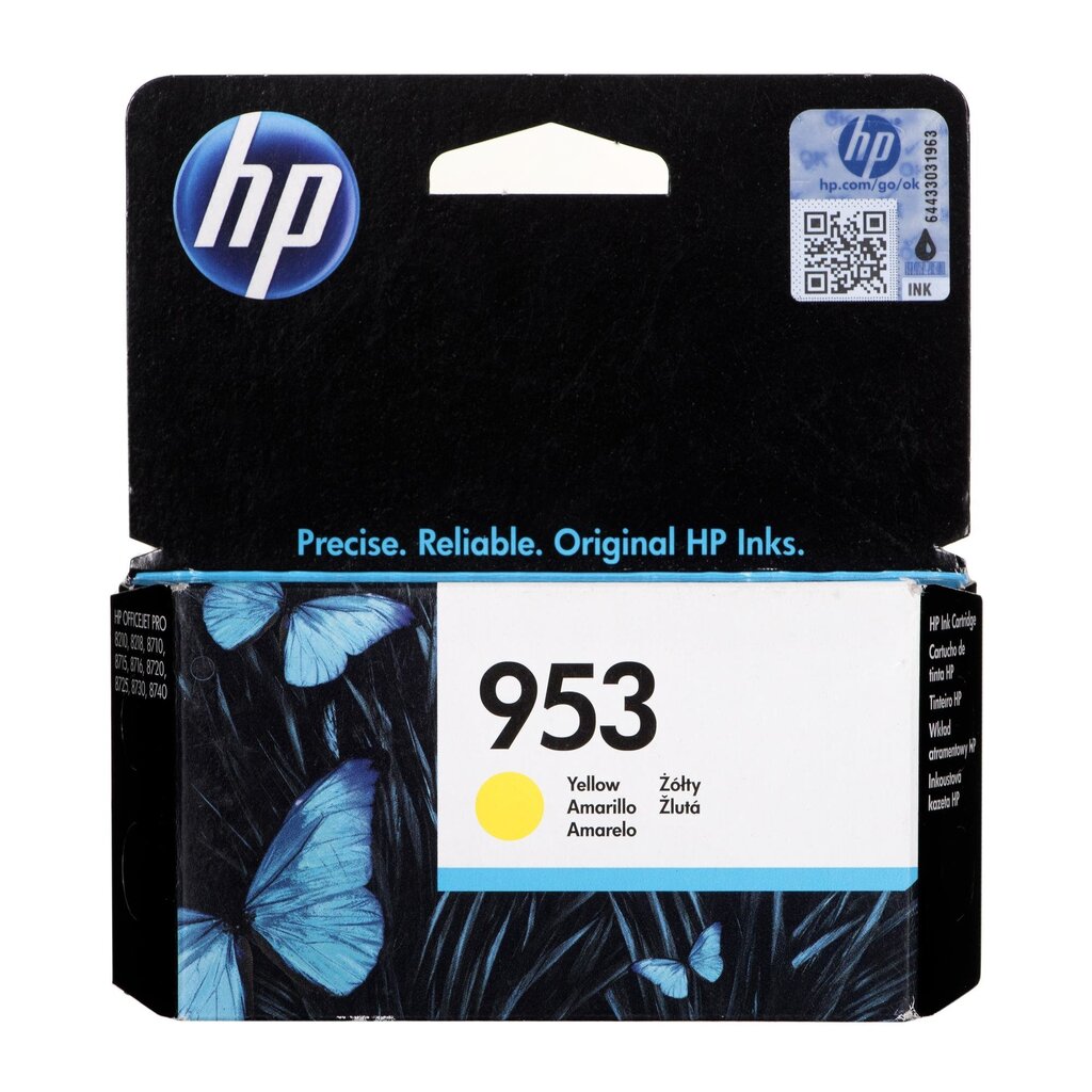 HP 953 mustepatruuna 10 ml keltainen hinta ja tiedot | Mustekasetit | hobbyhall.fi