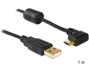 Delock Cable USB-A male > USB micro-B male angled 90° left / right black hinta ja tiedot | Kaapelit ja adapterit | hobbyhall.fi