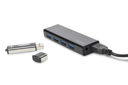 EDNET Hub 4-port USB 3.0 SuperSpeed, Power Supply, black hinta ja tiedot | Adapterit | hobbyhall.fi