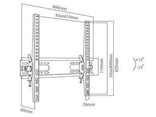 Mount for TV BLOW 76-858 (Wall, 26" - 55", max. 40kg) hinta ja tiedot | Blow Kodinkoneet ja kodinelektroniikka | hobbyhall.fi