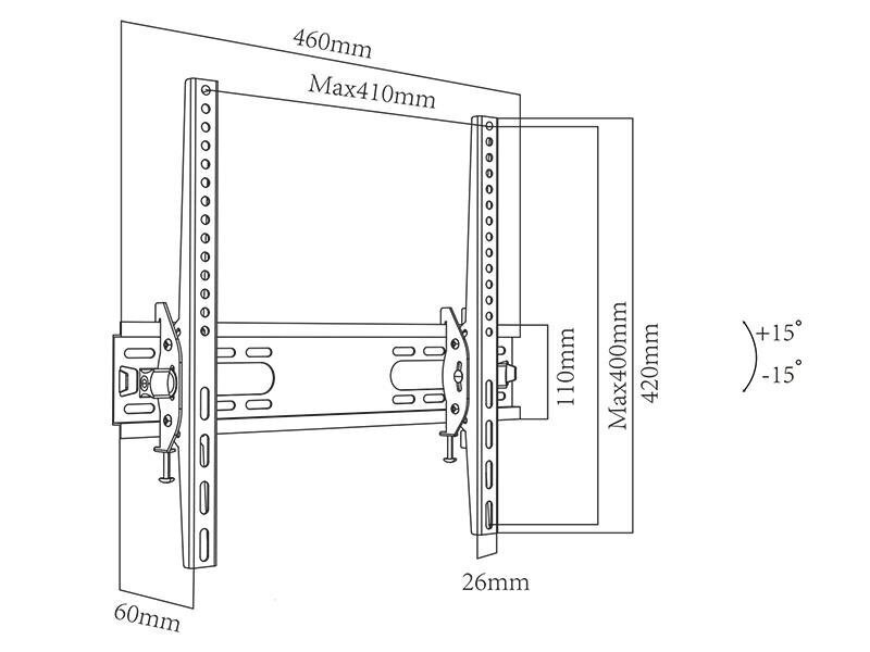 Mount for TV BLOW 76-858 (Wall, 26" - 55", max. 40kg) hinta ja tiedot | TV-seinätelineet | hobbyhall.fi