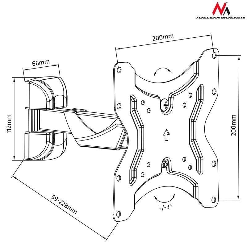 Maclean MC-741 Braket for TV or monitor 13-42 '' 25kg black hinta ja tiedot | Kaapelit ja adapterit | hobbyhall.fi