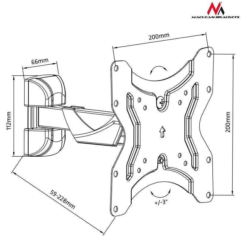 Maclean MC-741 Braket for TV or monitor 13-42 '' 25kg black hinta ja tiedot | Kaapelit ja adapterit | hobbyhall.fi