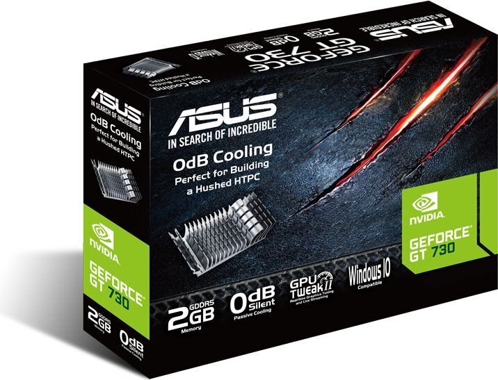 Asus GeForce GT 730 2GB GDDR5 (64 bit) D-Sub, HDMI, DVI (GT730-SL-2GD5-BRK) hinta ja tiedot | Näytönohjaimet | hobbyhall.fi