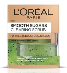 L'Oreal Paris Smooth Sugars kuorintavoiden kasvoille ja huulille 50 ml hinta ja tiedot | Kasvojen puhdistusaineet | hobbyhall.fi