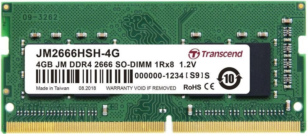 Transcend SO-DIMM DDR4, 4GB, 2666MHz (JM2666HSH-4G) hinta ja tiedot | Muisti (RAM) | hobbyhall.fi