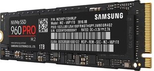 Samsung 960 Pro 1TB M.2 PCIe (MZ-V6P1T0BW) hinta ja tiedot | Kovalevyt | hobbyhall.fi