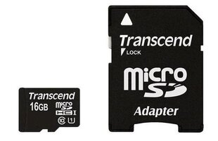 Transcend 16GB microSDHC UHS-I (luokka 10) + SD-sovitin hinta ja tiedot | Transcend Matkapuhelimet ja tarvikkeet | hobbyhall.fi