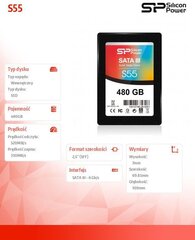 Silicon Power SLIM S55 480GB SATA3 (SP480GBSS3S55S25) hinta ja tiedot | Kovalevyt | hobbyhall.fi