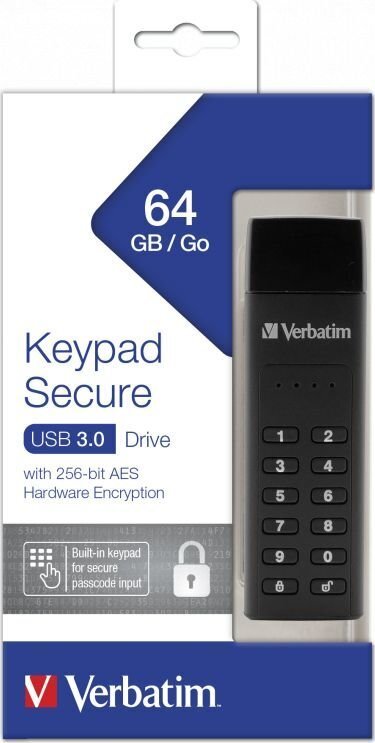 Flash USB 3.0 64GB Verbatim Secure Keypad hinta ja tiedot | Muistitikut | hobbyhall.fi