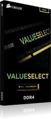 Corsair Value Select DDR4 16GB, 2666MHz, CL18 (CMV16GX4M1A2666C18) hinta ja tiedot | Muisti (RAM) | hobbyhall.fi