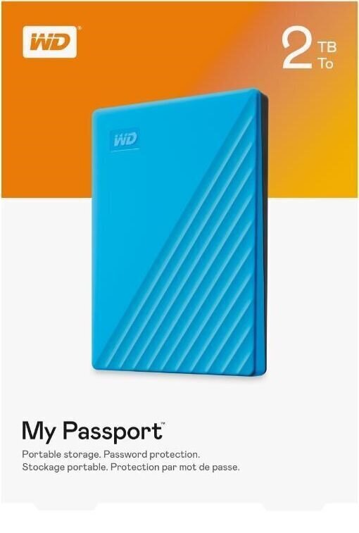 WD My Passport 2TB kannettava HDD Sininen hinta ja tiedot | Ulkoiset kovalevyt | hobbyhall.fi