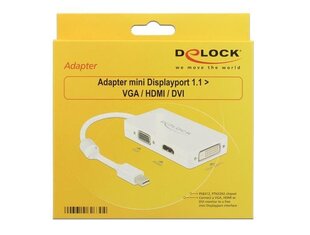 Delock Adapter mini Displayport 1.1 male > VGA / HDMI / DVI female Passive white hinta ja tiedot | Delock Tietokoneet ja pelaaminen | hobbyhall.fi