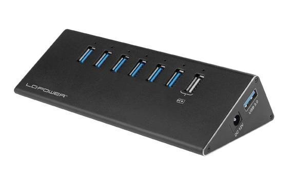 LC-POWER - HUB USB 3.0 AKTYWNY LC-HUB-ALU-2B-7 hinta ja tiedot | Adapterit | hobbyhall.fi