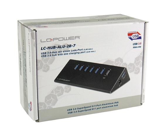 LC-POWER - HUB USB 3.0 AKTYWNY LC-HUB-ALU-2B-7 hinta ja tiedot | Adapterit | hobbyhall.fi