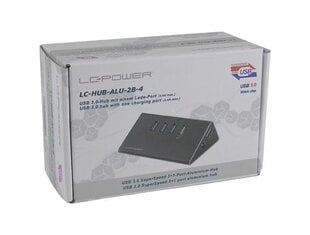 LC-POWER - HUB USB 3.0 AKTYWNY LC-HUB-ALU-2B-4 hinta ja tiedot | Adapterit | hobbyhall.fi