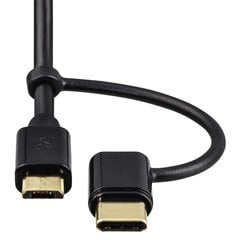 Micro USB kaapeli Hama 2in1 USB-C sovittimella, kullatut liittimet, suojattu, 1m, musta hinta ja tiedot | Kaapelit ja adapterit | hobbyhall.fi