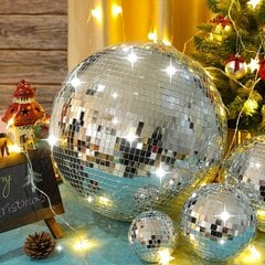 Glam Tyyli Disco Peilipallot, 4 Kpl, Hopea Juhlakoriste hinta ja tiedot | Joulukoristeet | hobbyhall.fi