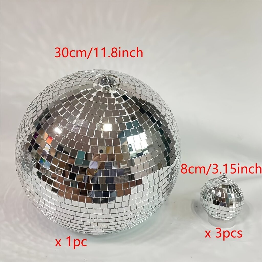 Glam Tyyli Disco Peilipallot, 4 Kpl, Hopea Juhlakoriste hinta ja tiedot | Joulukoristeet | hobbyhall.fi