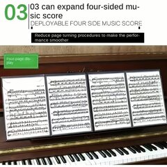 Yksi Kpl Premium Piano Nuottilehdenpidike-A4 Koko, Taitettava Malli, Kuusi Sivua, Kestävä Ja Kevyt. hinta ja tiedot | Soittimien lisätarvikkeet | hobbyhall.fi