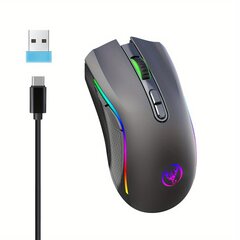 HXSJ Uusi USB Langaton Hiiri 4800DPI Säädettävä RGB Valo Ladattava 2.4G Optinen Hiiri Pelaamiseen Toimisto Musta Valkoinen. hinta ja tiedot | Hiiret | hobbyhall.fi