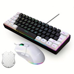 HXSJ- Valkoinen ja Musta 60% Kompakti RGB Näppäimistö ja Pelihiiri hinta ja tiedot | Hiiret | hobbyhall.fi