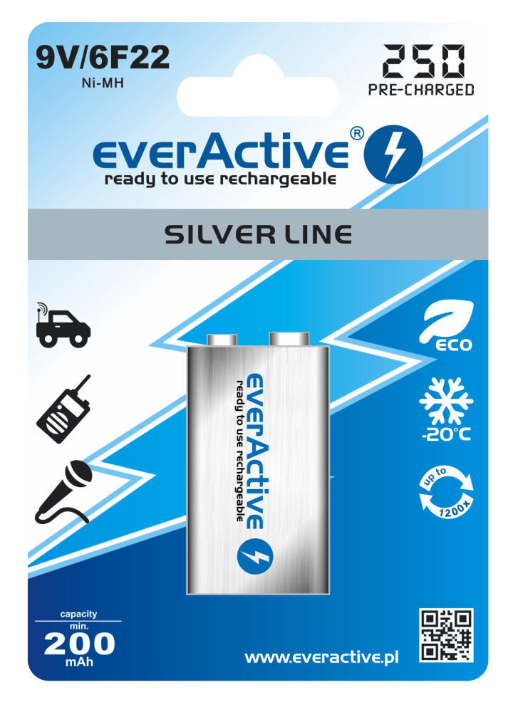 everActive 9V "valmis käyttöön" akku hinta ja tiedot | Paristot | hobbyhall.fi