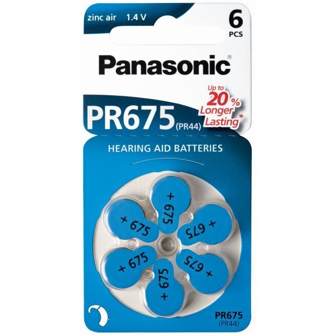 Panasonic-akku sinkki-ilma PR675H-LB, 6 kpl hinta ja tiedot | Paristot | hobbyhall.fi