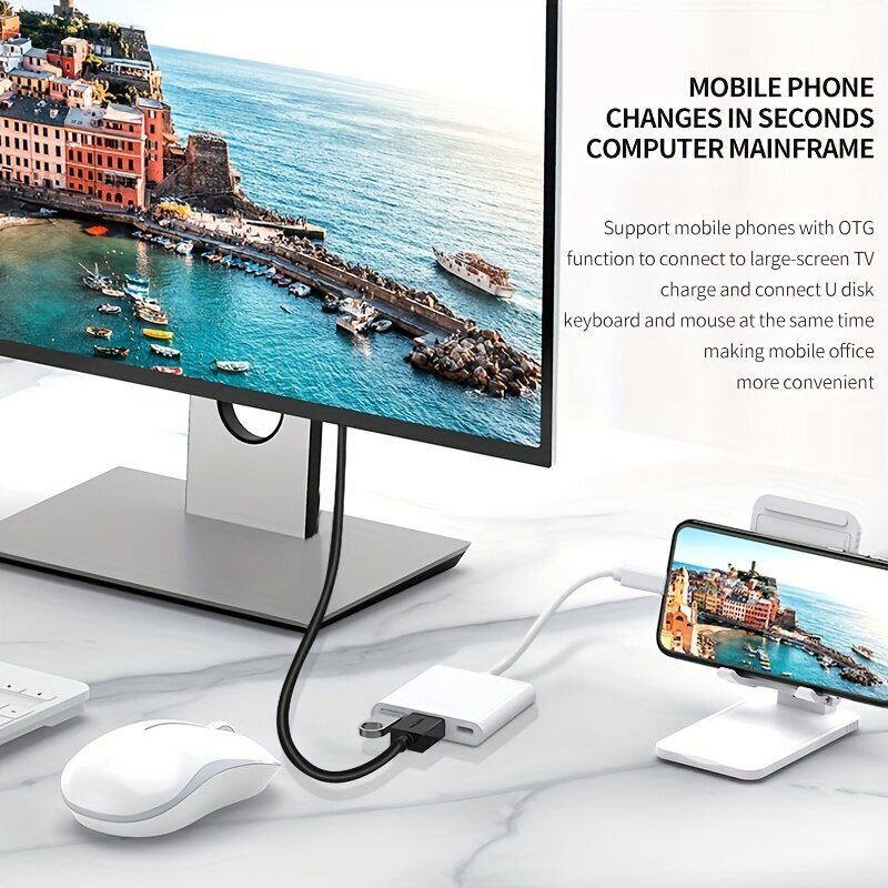 NADODO 3-in-1 USB-C Hubi, 100W Tehonsyöttö, USB 3.0 ja 4K HDTV hinta ja tiedot | Adapterit | hobbyhall.fi