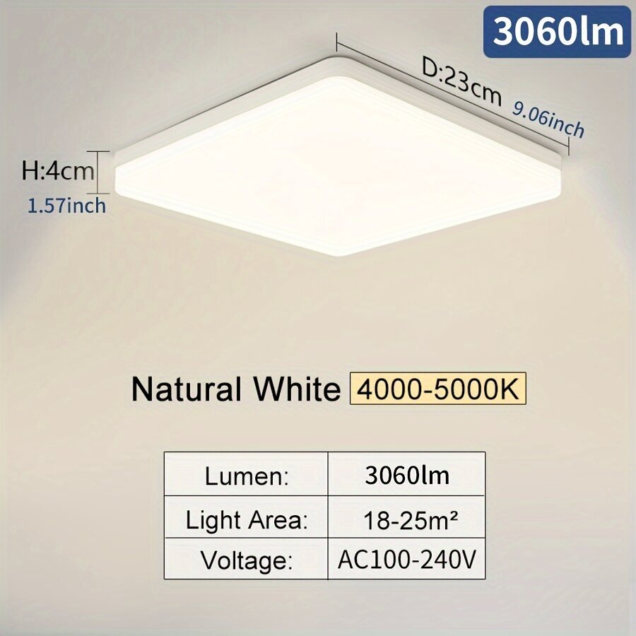 1kpl LED Kattovalaisin Neliö Energiatehokas Lamppu 16W/22W/34W/45W Lämmin Valkoinen Kylmä Valkoinen Neutraali Valo hinta ja tiedot | Kattovalaisimet | hobbyhall.fi