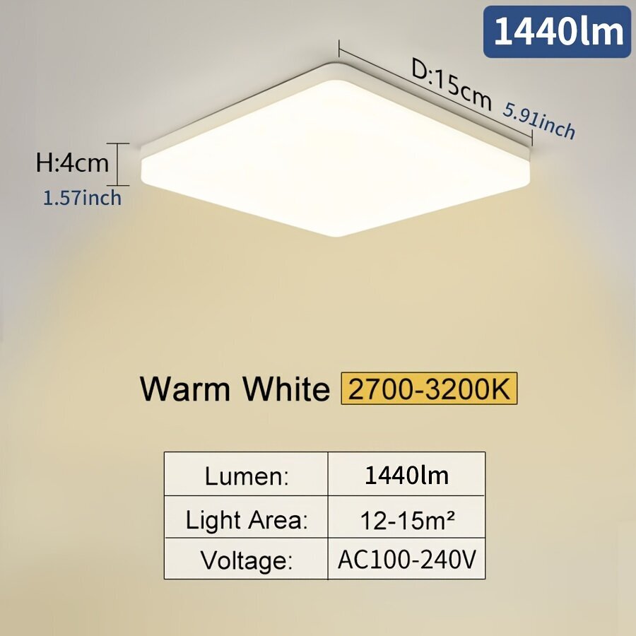 1kpl LED Kattovalaisin Neliö Energiatehokas Lamppu 16W/22W/34W/45W Lämmin Valkoinen Kylmä Valkoinen Neutraali Valo hinta ja tiedot | Kattovalaisimet | hobbyhall.fi