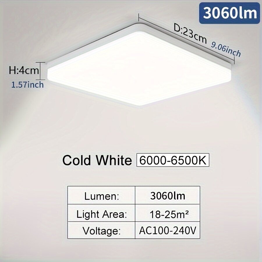 1kpl LED Kattovalaisin Neliö Energiatehokas Lamppu 16W/22W/34W/45W Lämmin Valkoinen Kylmä Valkoinen Neutraali Valo hinta ja tiedot | Kattovalaisimet | hobbyhall.fi