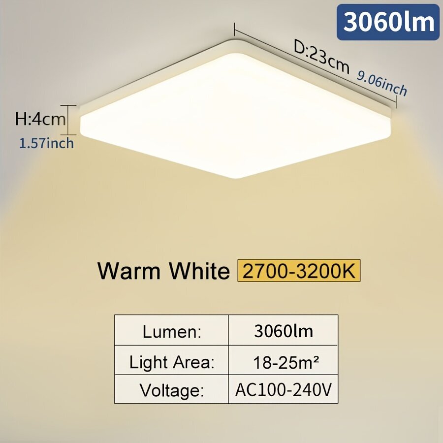 1kpl LED Kattovalaisin Neliö Energiatehokas Lamppu 16W/22W/34W/45W Lämmin Valkoinen Kylmä Valkoinen Neutraali Valo hinta ja tiedot | Kattovalaisimet | hobbyhall.fi