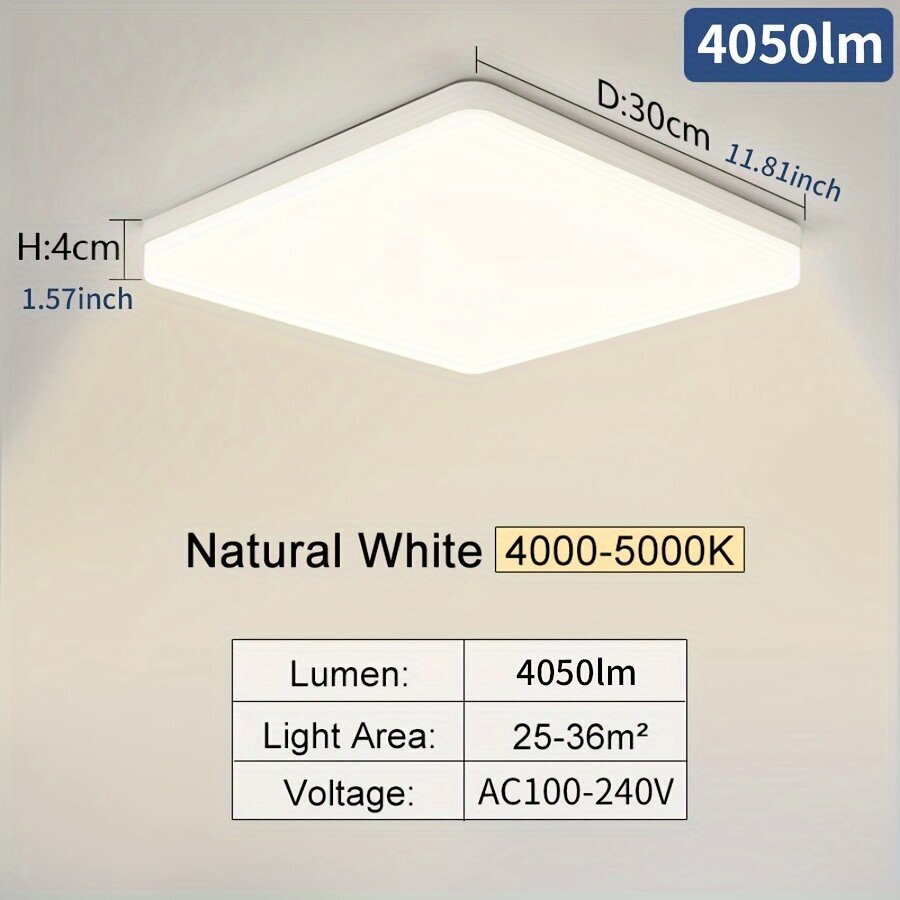 1kpl LED Kattovalaisin Neliö Energiatehokas Lamppu 16W/22W/34W/45W Lämmin Valkoinen Kylmä Valkoinen Neutraali Valo hinta ja tiedot | Kattovalaisimet | hobbyhall.fi