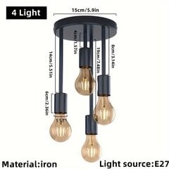 1 kpl Vintage Kattovalaisin, Retro Kattolamppu, Musta Metalli Eteiseen Makuuhuoneeseen Parvekkeelle Ruokailuhuoneeseen, Puolihuuhtelu Asennus (Ei Lamppua). hinta ja tiedot | Kattovalaisimet | hobbyhall.fi