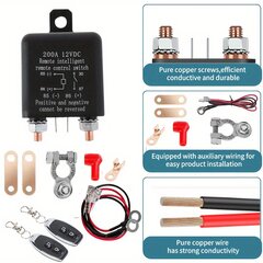 200A 12VDC Akkukytkimen Relaa Autoille ja Veneille hinta ja tiedot | Auton sisätilatarvikkeet | hobbyhall.fi