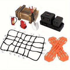 EPINON 1/10 RC Crawler Lisävarusteet Varastointilaatikko Puulaatikko Matkatavaraverkko Polttoainekanisteri Lapio Palo Sammutin Toipumislauta hinta ja tiedot | Älylaitteiden lisätarvikkeet | hobbyhall.fi