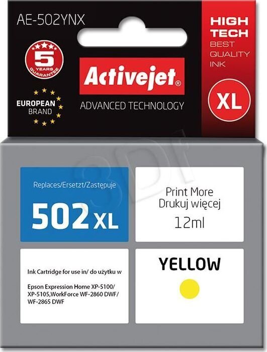 Activejet AE-502YNX, keltainen hinta ja tiedot | Mustekasetit | hobbyhall.fi