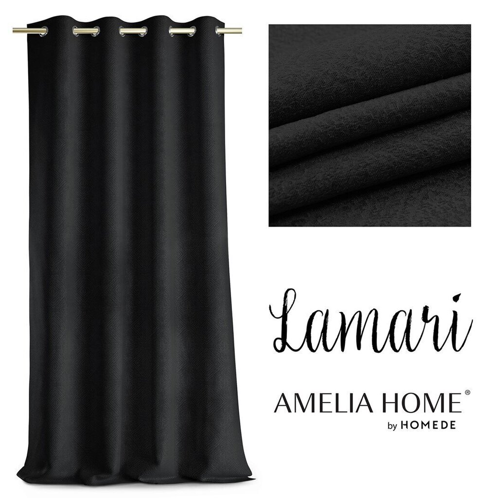 AmeliaHome Lamari -pimennysverho, musta, 140 x 250 cm hinta ja tiedot | Verhot | hobbyhall.fi