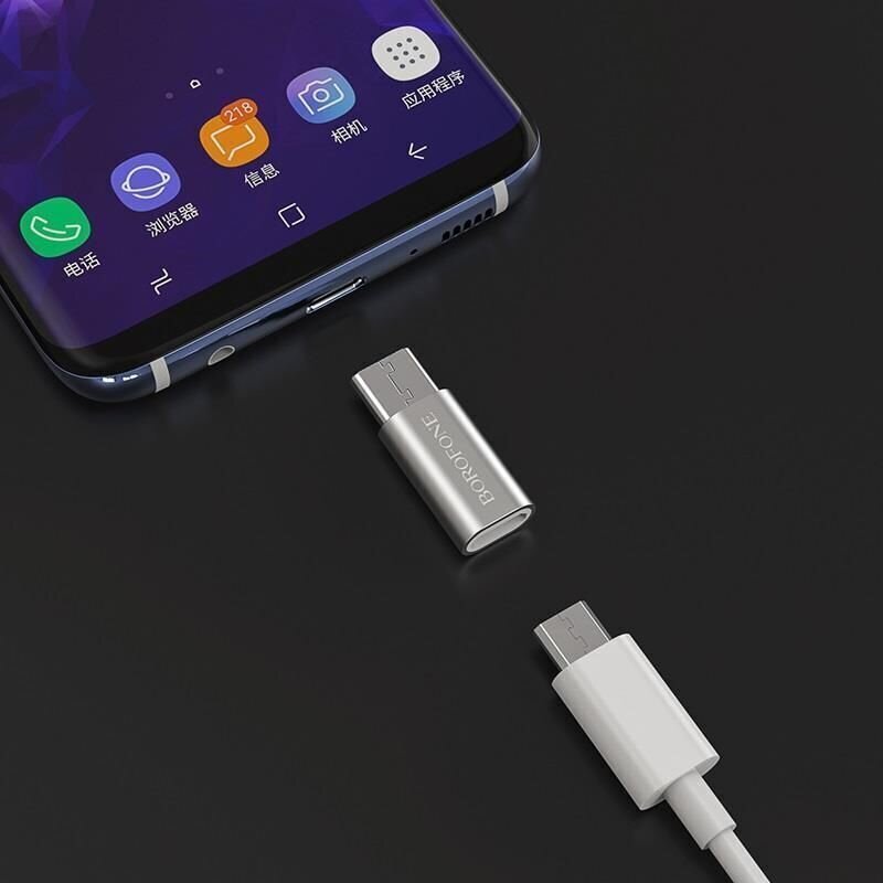 Adapteri Borofone BV4 MicroUSB kiinni Type-C harmaa hinta ja tiedot | Adapterit | hobbyhall.fi