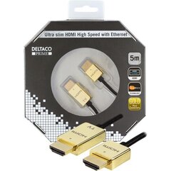 DELTACO HDMI-kaapeli 5,0 m erittäin ohut hinta ja tiedot | Deltaco Kodinkoneet ja kodinelektroniikka | hobbyhall.fi