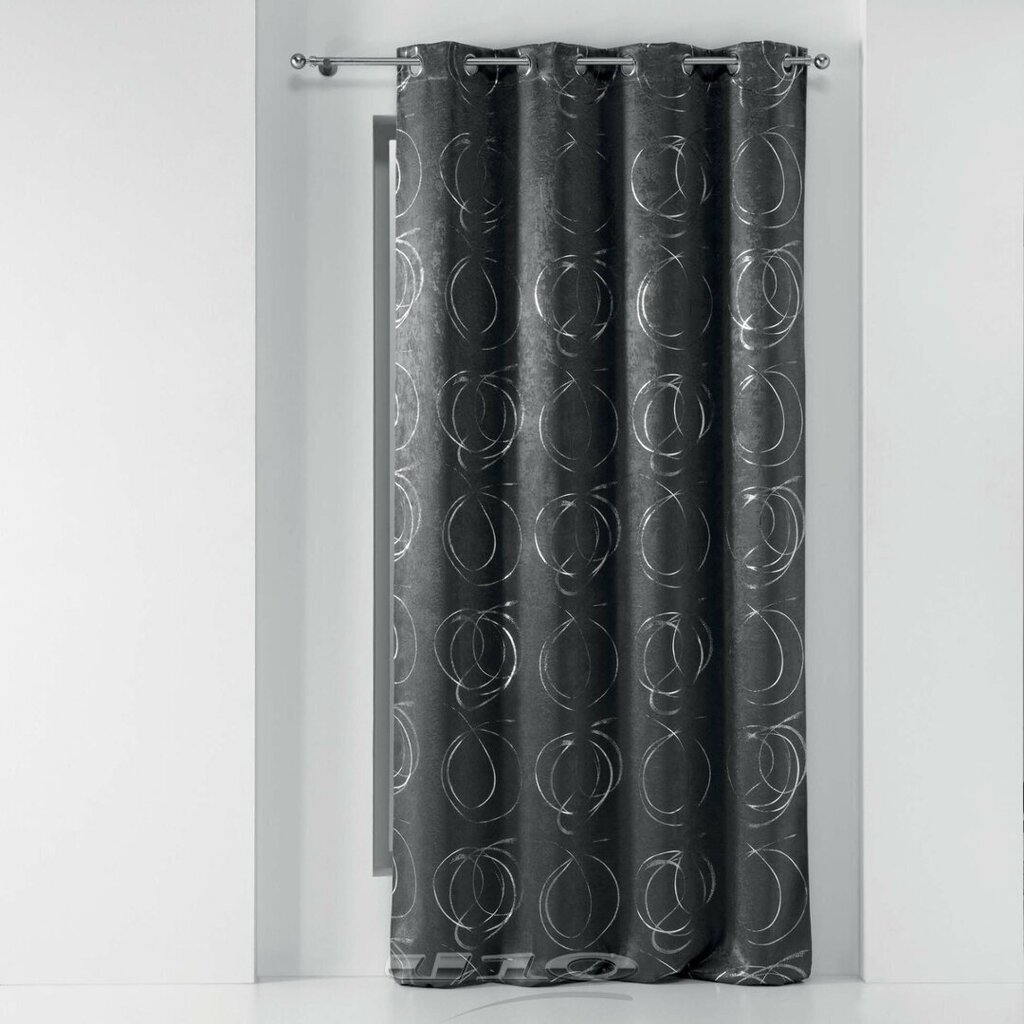 Douceur d'Intérieur Youpi -pimennysverho, tummanharmaa-hopea, 135 x 240 cm hinta ja tiedot | Verhot | hobbyhall.fi