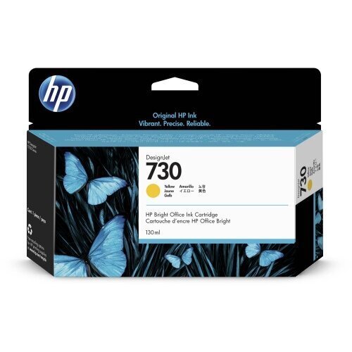 Muste HP 730 P2V64A Keltainen 130ml DesignJet T1700:lle hinta ja tiedot | Mustekasetit | hobbyhall.fi