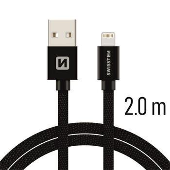 USB Kaapeli Swissten Textile 3A Lightning, 2.0 m, musta hinta ja tiedot | Kaapelit ja adapterit | hobbyhall.fi